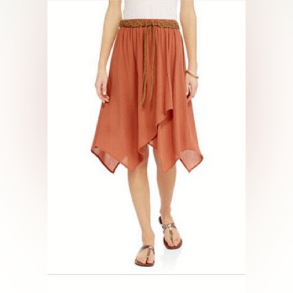 Faded Glory Skirt SzXL NWOT Elastic Waist Belted Wrap Front Asymmetrical Casual